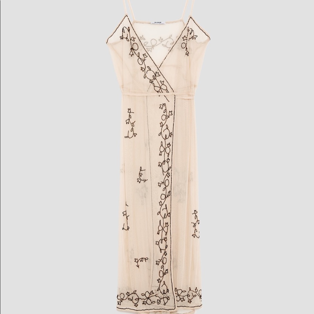 NWT! Zara Nude Pink Beaded Dress